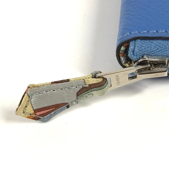 HERMES Azap Long Silk-In Long wallet Zip Around Long Wallet Epsom Blue - Picture 5 of 12